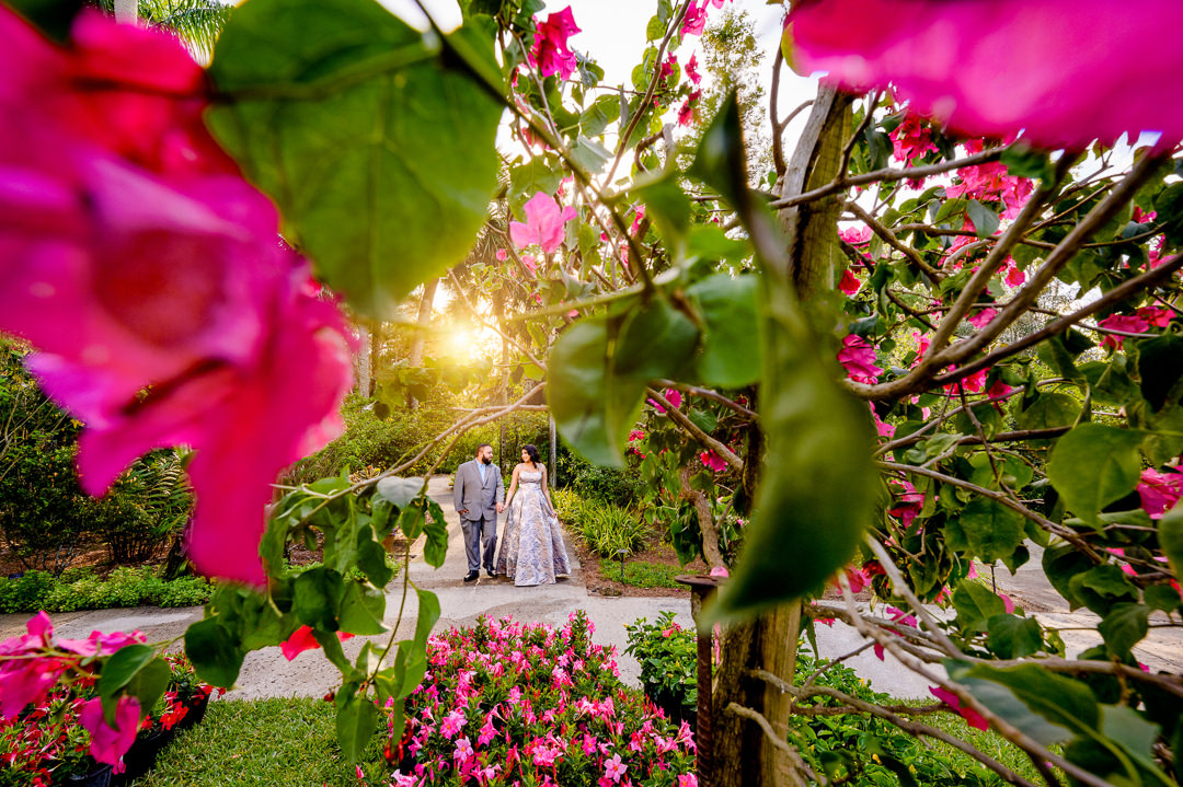 Orlando Harry Leu Garden Epic Engagement Session | Creative floral image
